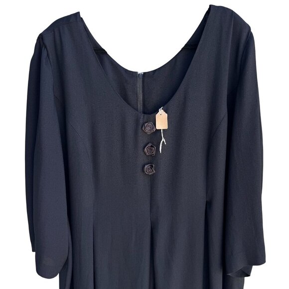 Jeffrey & Dara Vintage Black Rose Button Scoop Neck Wide Leg Jumpsuit New 20 - Picture 2 of 12